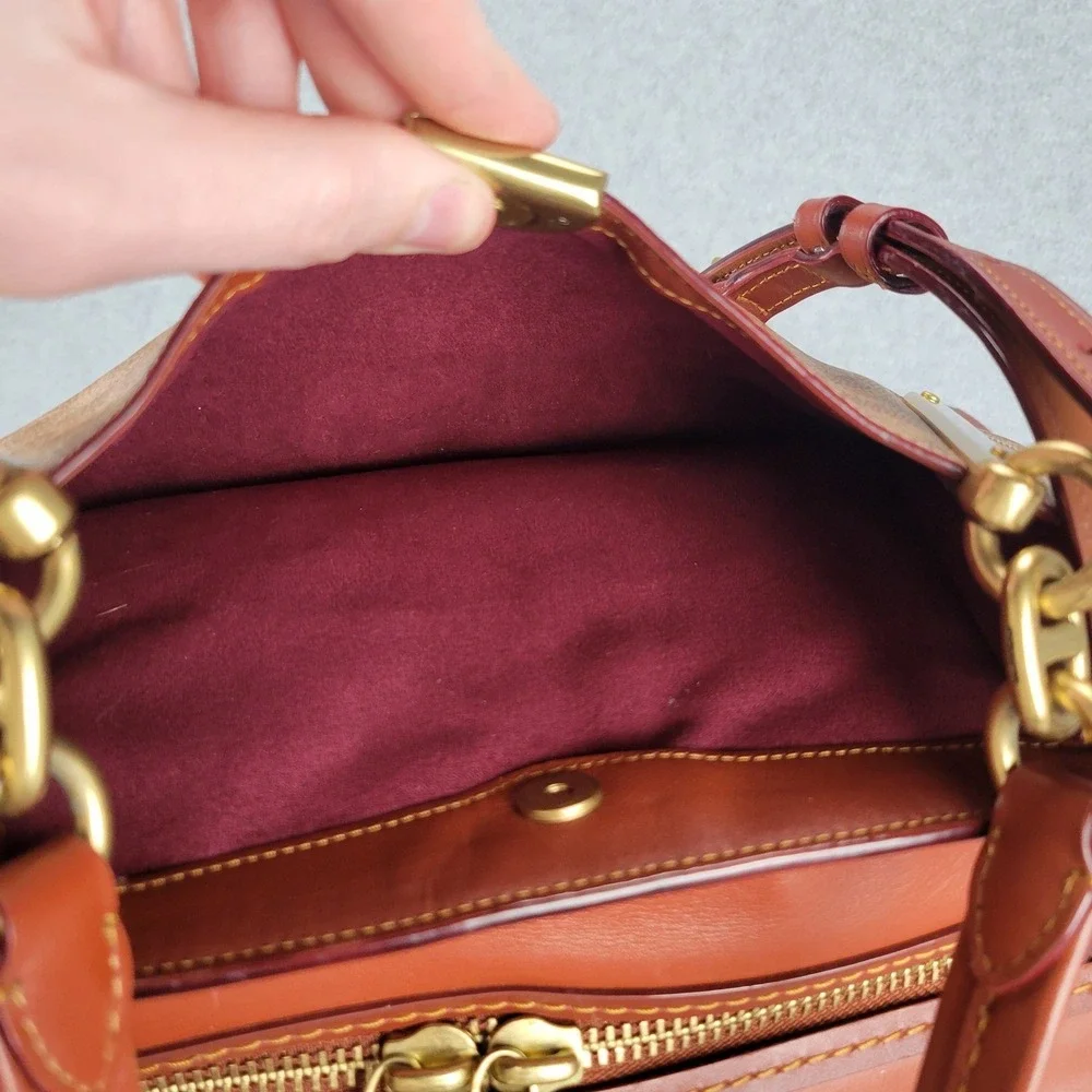 Coach Dreamer 67035 Satchel Signature Canvas Tan Rust Leather Crossbody‎ Bag